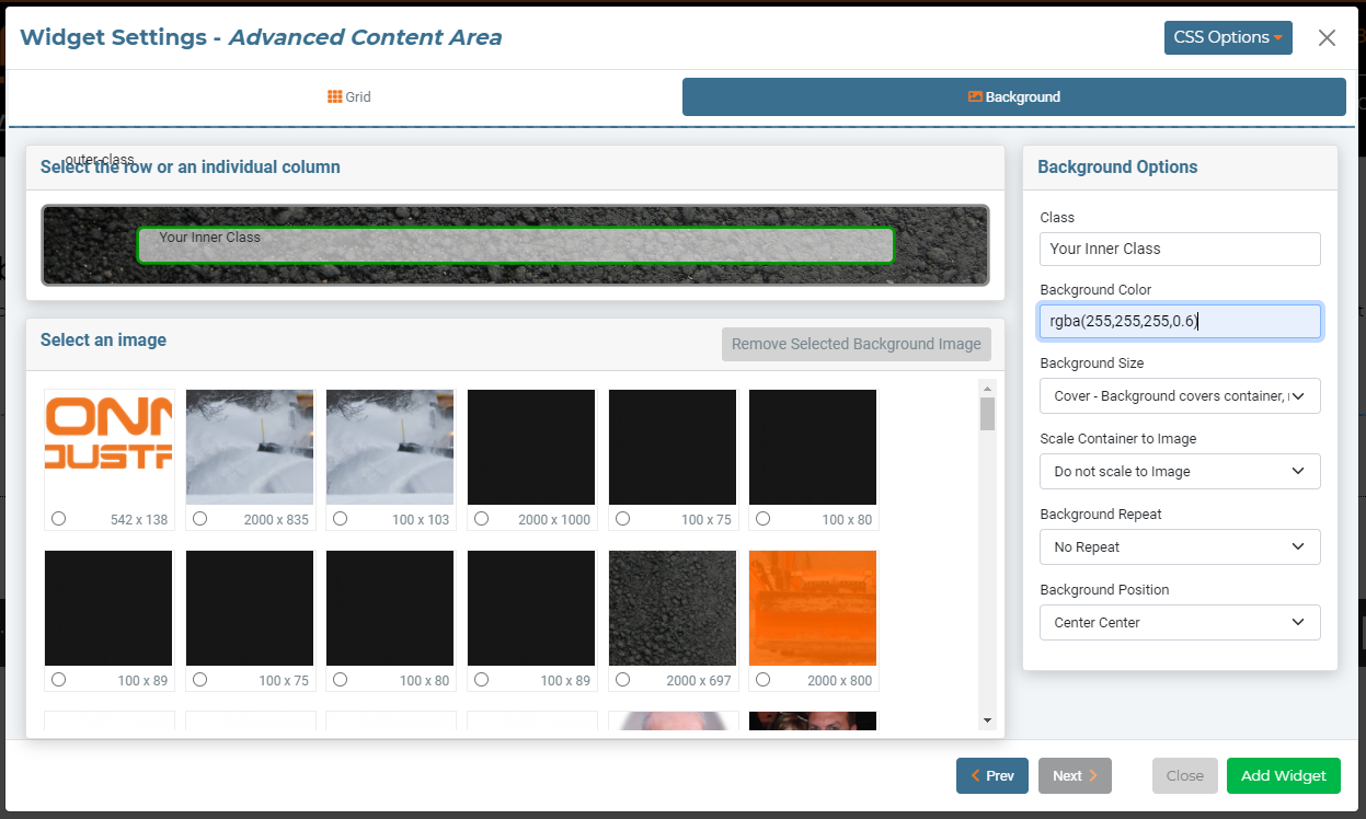 Advanced Settings in the Advanced Content Widget 